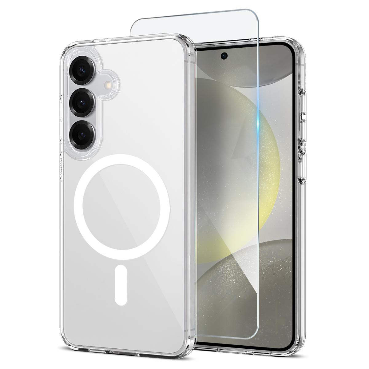 

NORTHJO Для Samsung Galaxy S24+ Магнітний чохол Набір чохлів для телефону PC+TPU з плівкою із загартованого скла (Підтримка розблокування відбитком пальця) Transparent