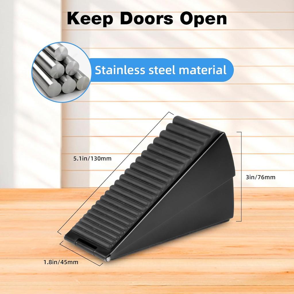 TOWODE Heavy Duty Large Door Stopper 2 PCS Adjustable High Tall Wedge Door Stopper with Non-Slip Rubber Stainless Steels Doorstop for Bottom of Door