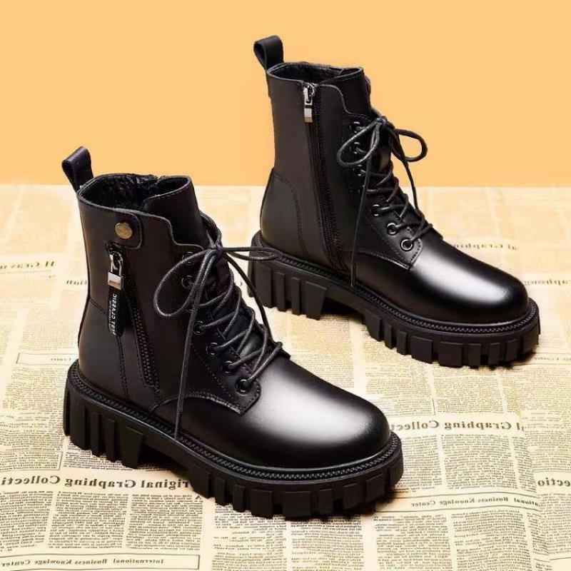 British Martin Boots 22 New Thick-soled Inner Height Increase Small Boots Velvet Thin Short Boots Winter