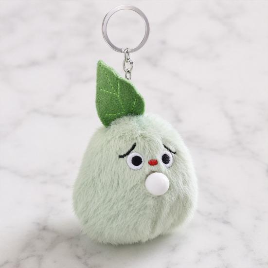Cute Bubbling Lychee Plush Keychain, Small Stuffed Fruit Mangosteen Pendant for Bag Backpack Purse, Kawaii Key Ring Charm, Gift for Girls Women