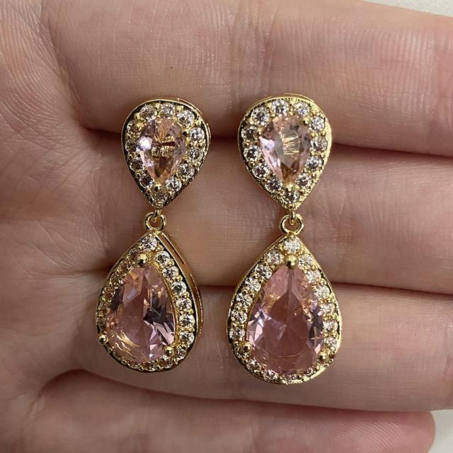 Charm White /Rose /Yellow Gold Color Drop Water Long Earrings Clear Crystal Nail Drop Earings Women Dazzling Wedding Gift Ae331