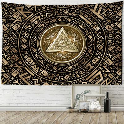 Gold Embossed Rune Symbol Tapestry Wall Hanging Psychedelic Hippie Tapiz Mystic Art Dormitory Decor Background Cloth