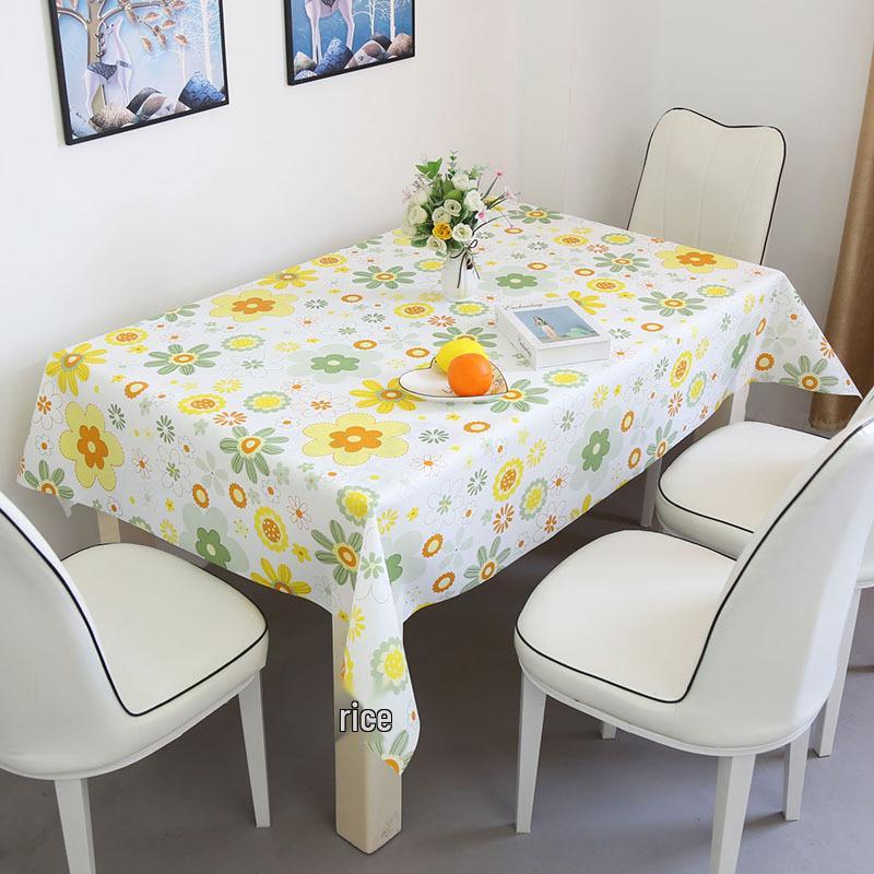Eco-Friendly PVC Tablecloth: Waterproof, Heat-Resistant, and Oil-Proof Dining and Coffee Table Cover.