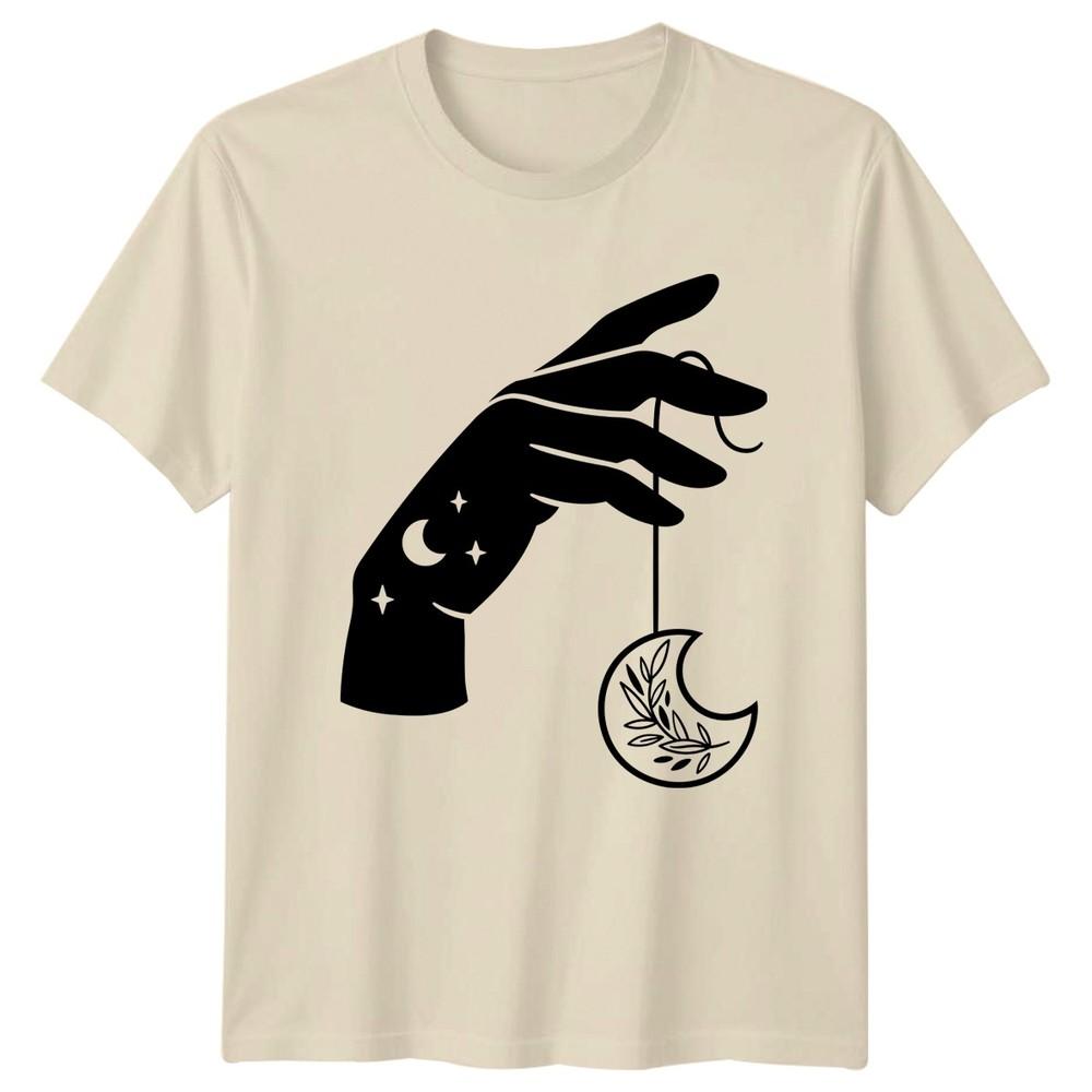 Celestial Hand Holding Moon Stars TShirt Celestial Art Spirituality Birthday
