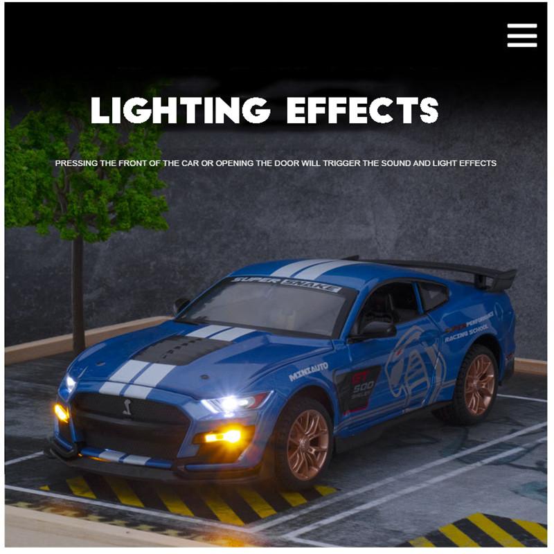 1/24 FORD MUSTANG SHELBY GT500 aliaj mașină model turnată sub presiune și vehicule de jucărie mașinuță jucării pentru copii cadouri de Crăciun băieți jucărie