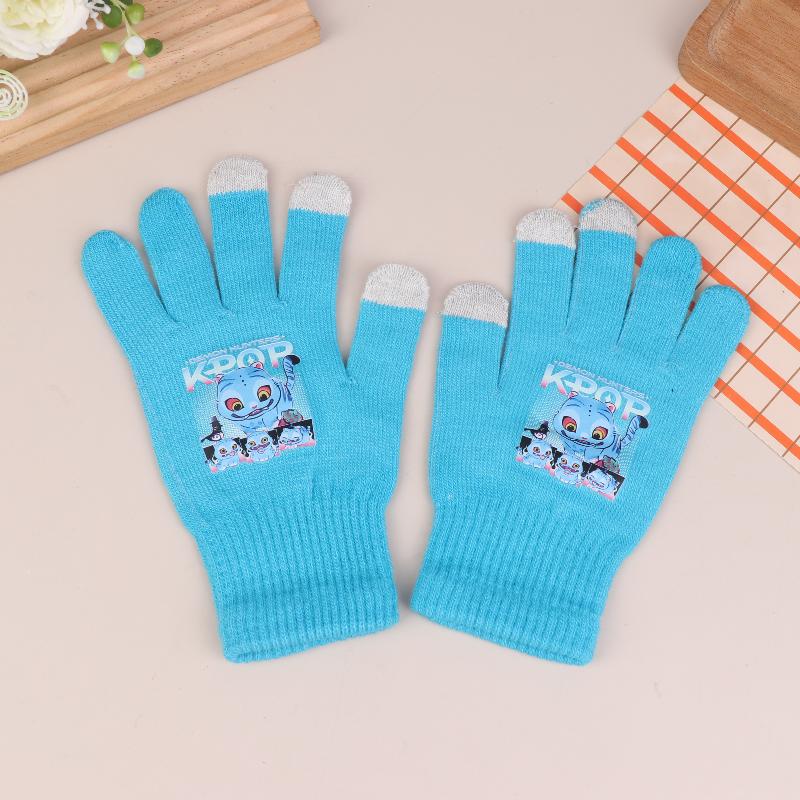 K Pop Demon Hunters Girls Gloves Woman Touch Screen Gloves Lady Winter Warm Cartoon Anime Accessories Cute Gift