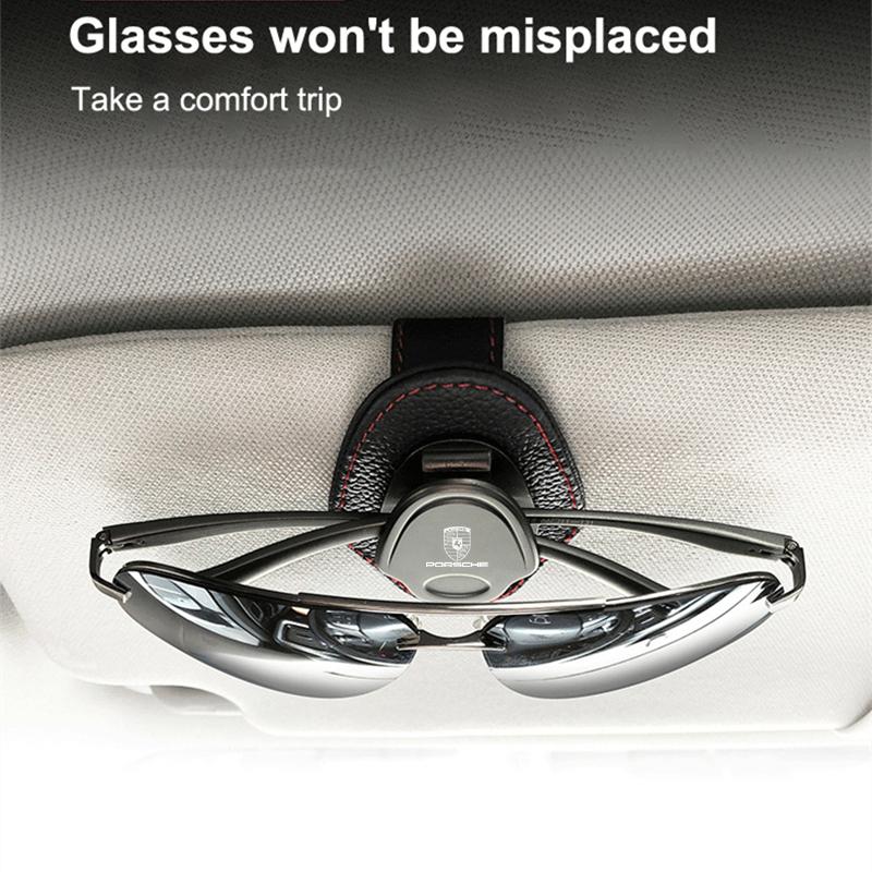 1 PZ Portapenne per Parasole Auto Fermacarte per Occhiali da Sole per Porsche Cayenne Panamera Macan 911 718 Taycan Boxster Cayman 918 Pajun