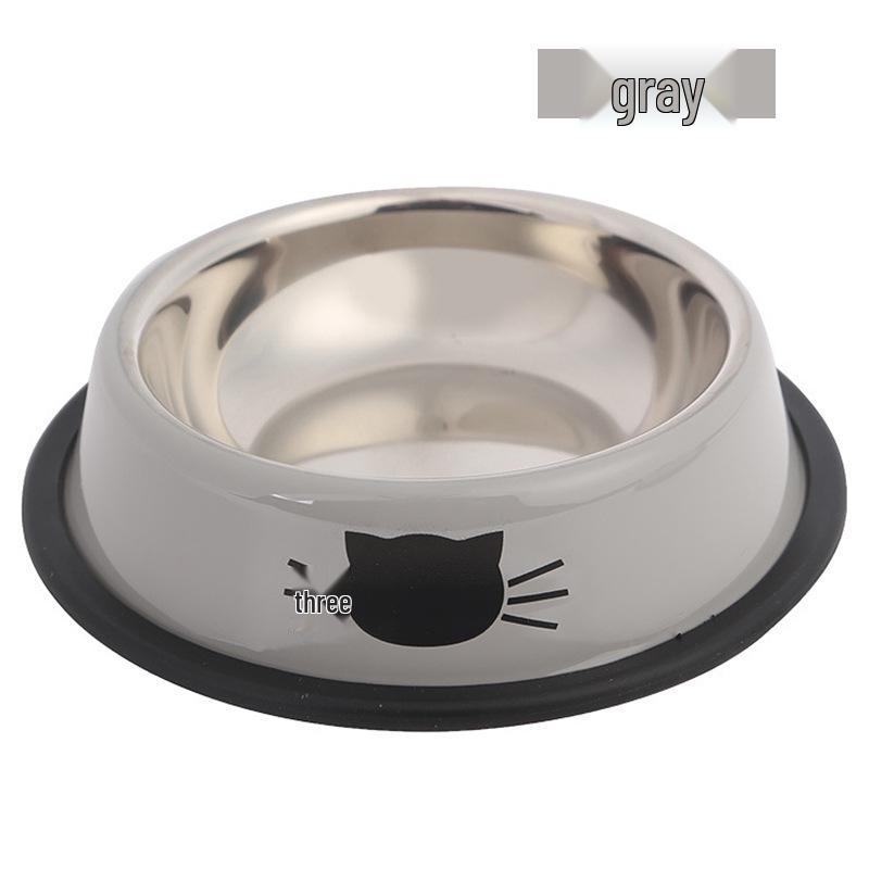 

Нескользящая миска для питомцев из нержавеющей стали с кошачьей мордочкой белый/серый