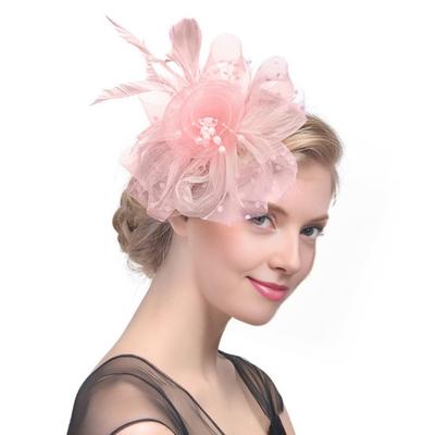 Girls Hair Hoop Elastic Design Feather Mesh Decor Headband Retro Style Bridal Floral Hairpin Flower Headdress