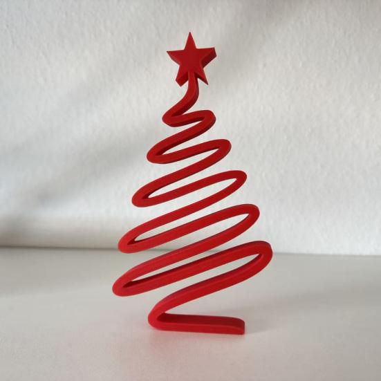 Christmas Tree Ornaments 3D Printed Spiral Christmas Tree Figurine Hoiliday Tabletop Decoration for Winter Mantel Shelf