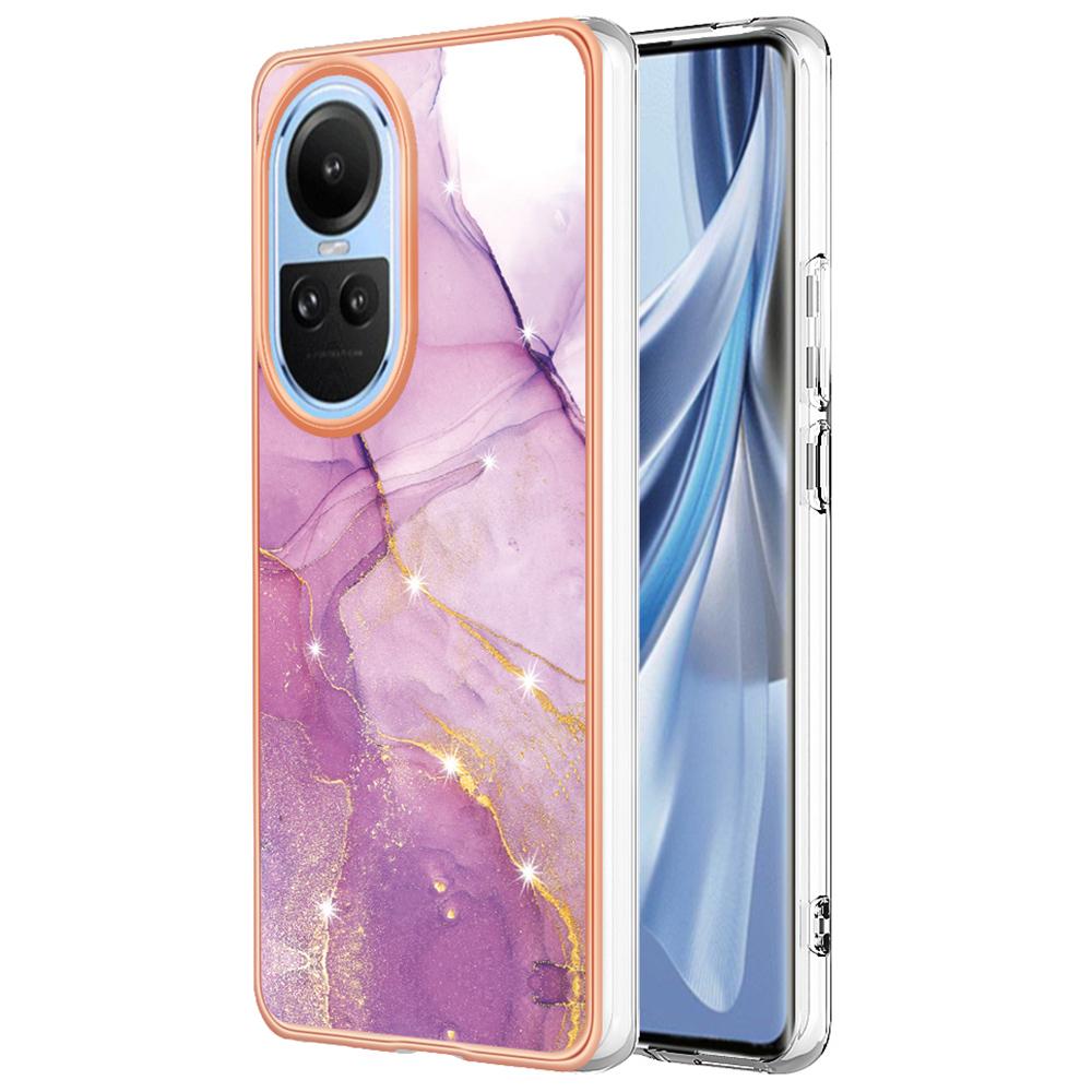 For Oppo Reno10 5G (Global) TPU Case with IMD Marble Pattern Electroplated Back Cover
