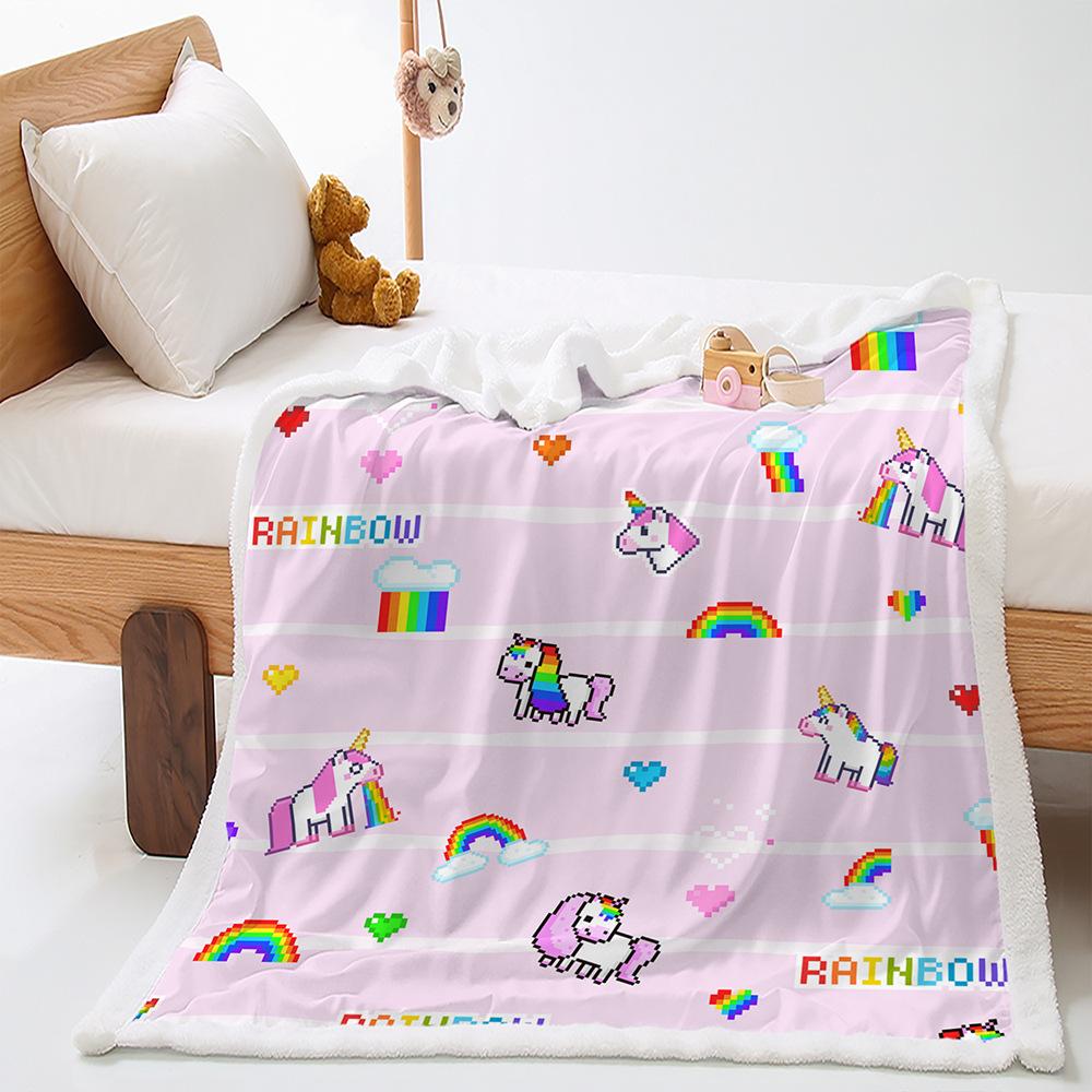 Blanket 2D Digital Printing Lamb Fleece Crystal Fleece Illustration Landscape Flower Blanket Cover Blanket