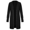 Women Long Sleeve Cardigan Long Button Coat Solid Color Casual Loose Cardigan
