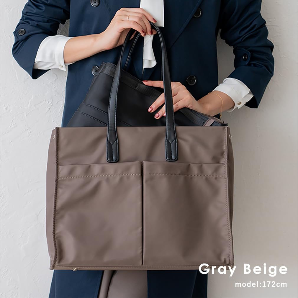 VITAFELICE Nylon Tote Bag with Inner Women's Bag, sib-20055z (Gray Beige)