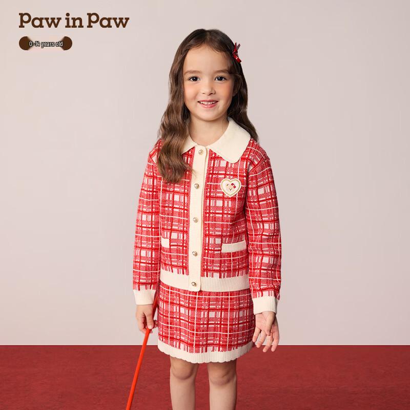 PawinPaw Weihnachten Cartoon Bär Mädchen Strickrock Set