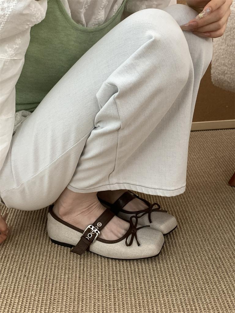 Fashion IPPEUM Mary Janes Ballet Flats Shoes Square Toe 2025 New Fashion Buckle Ballerina Shoes