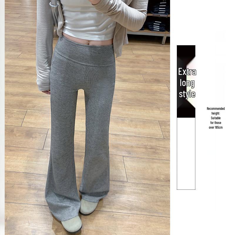 

Women s Gray High Waist Fleece Flared Yoga Pants - Autumn/Winter 2025 Petite Sweatpants S (80-95 lbs)