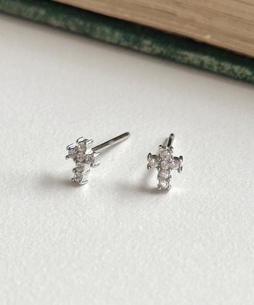 Vinedew Surgical Steel Ultra Mini Cross Cubic Earrings E-101