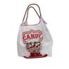 Borsa Tote da Shopping Ricamata con Catena a Palline Giapponese in Tessuto Oxford