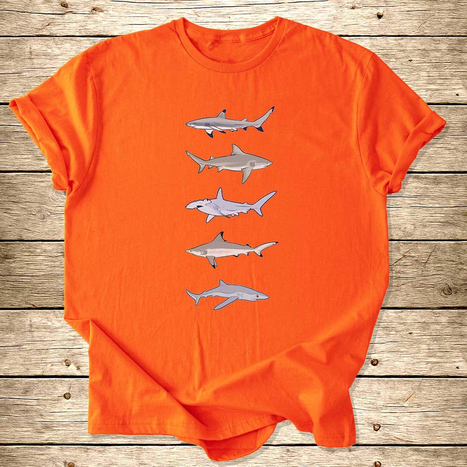 Shark Graphic Tee | Ocean Predator Shark Design, 100% Cotton Shirt 2XL