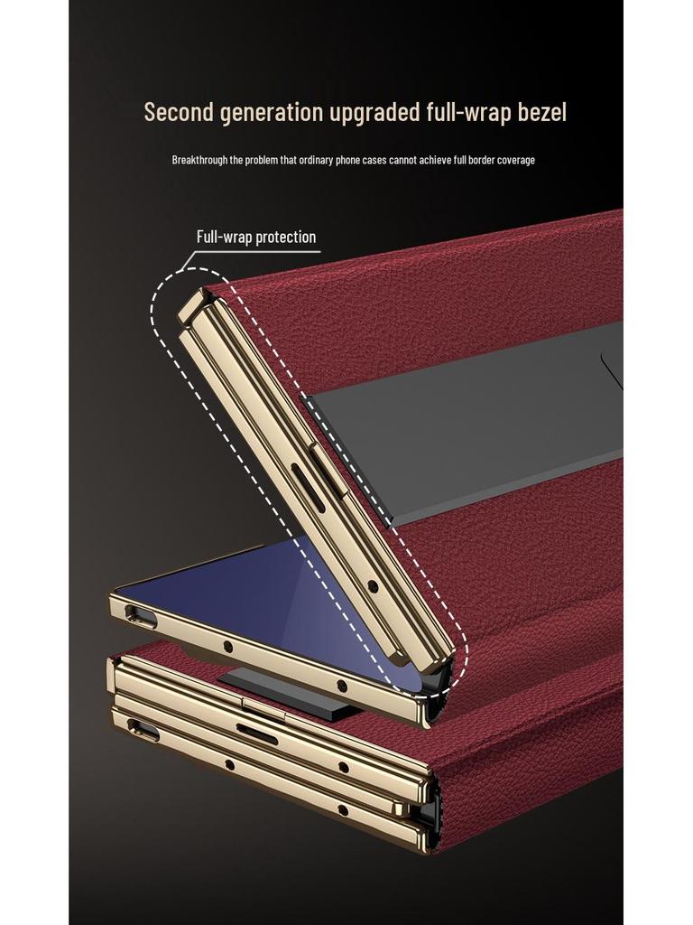 Samsung ZFold Magnetic Leather Phone Case - Electroplated, Anti-Drop, Folding Stand, Business Style