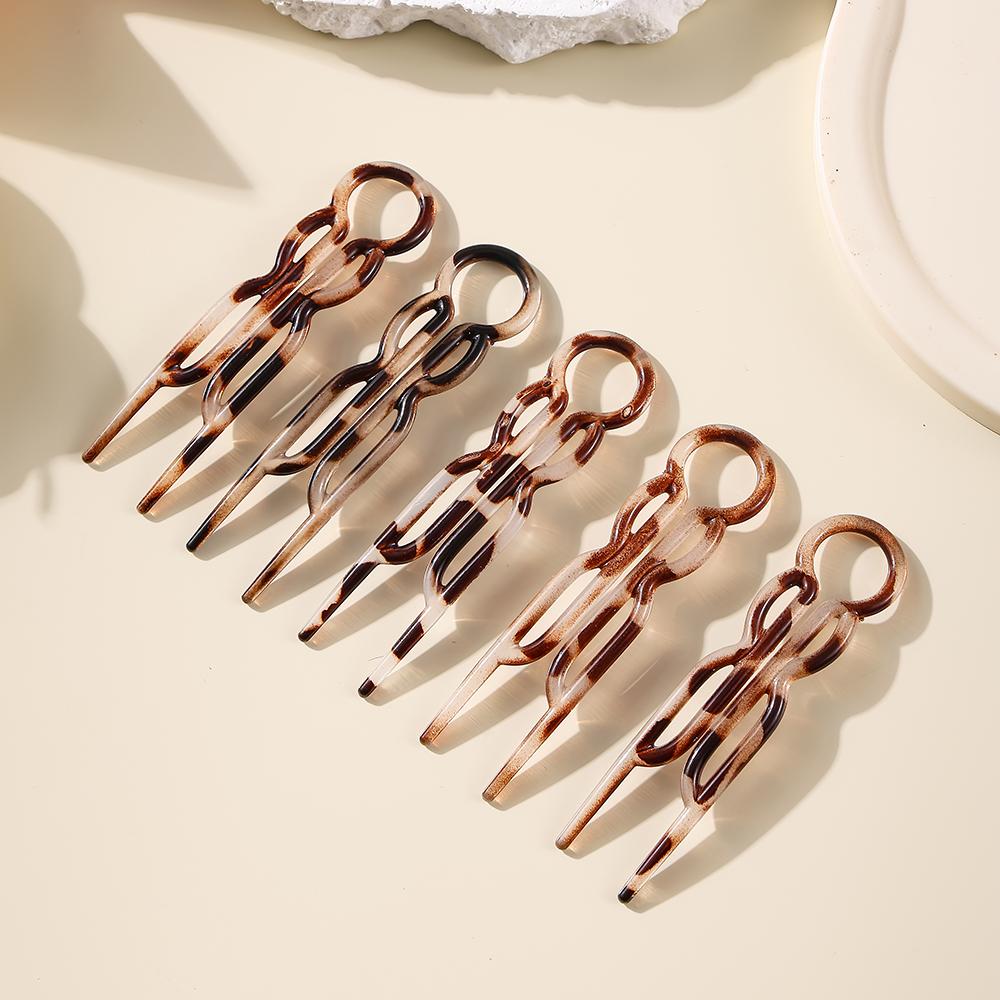 Traceless U-shaped Hair Stick Tortoiseshell Hair Fork Hairpin Geometric Women Girls Hair Accessories Headwear Hairstyle Tools