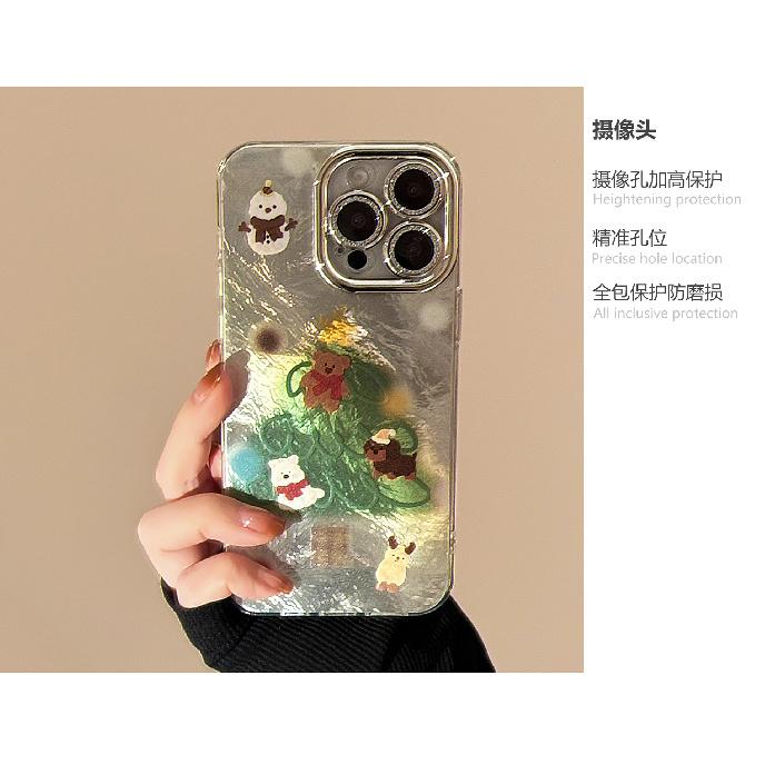 Suitable for Apple 16 Phone Case, 17 Pro Max Snowman Christmas Tree, iPhone 14 Autumn and Winter Cartoon, 13 Lens Film Hard Case