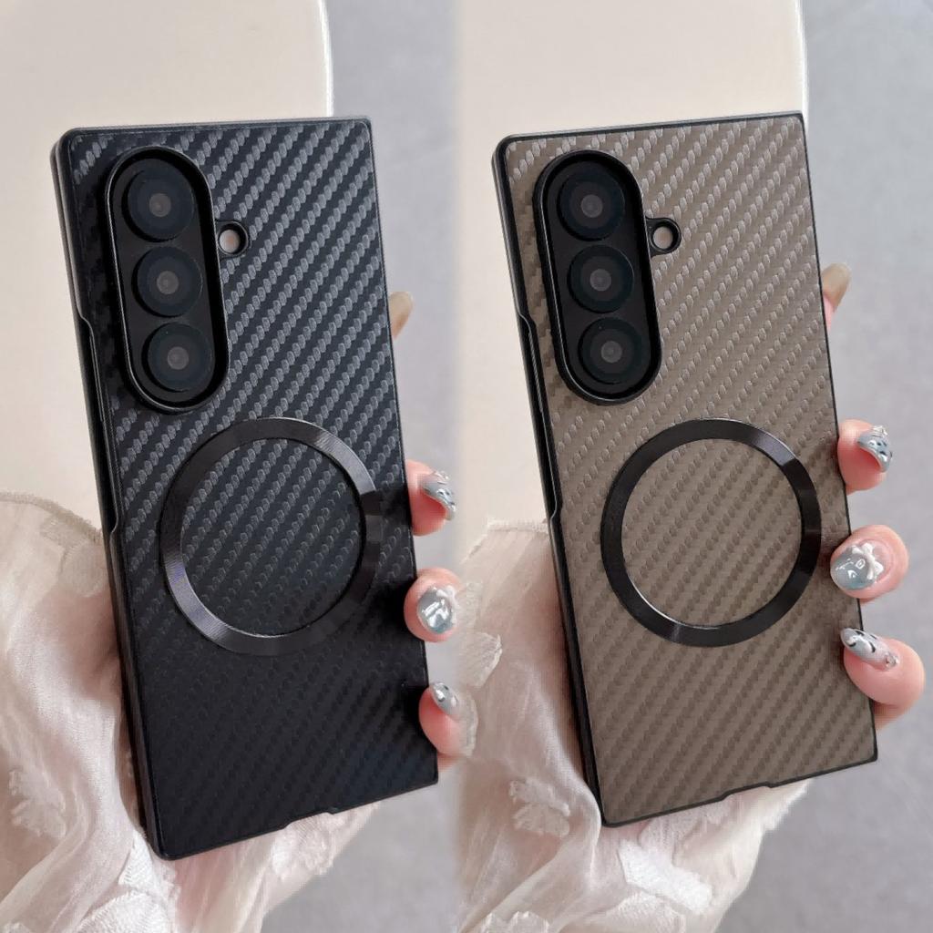 For Samsung Galaxy Z Fold 7 Case Hard PC Carbon Fiber Magnetic Protective Back Cover Case For Samsung Z Fold 7 6 5 4 Phone Shell