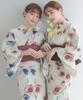 Yukata change set Heiko H one size fits [KYOETSU] set, weave, unbleached, 2-piece (yukata, obi), women's (1.Snow white, all)