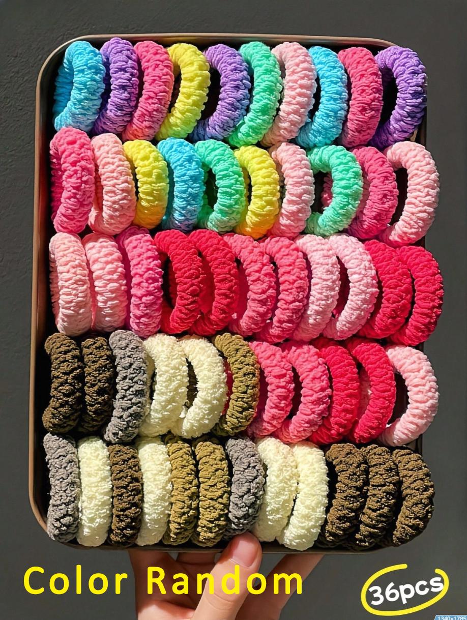 

36pcs Thick Drum Headband, High Ponytail For Women, Durable Headband With High Elasticity Colorful Ponytails Rubber Band
