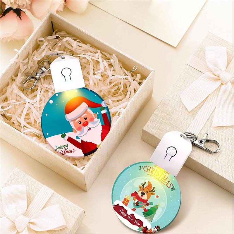 M-Modern-4PCS LED Sublimation Blank Keychain Acrylic Lighted Transfer DIY Crafts Fall Thanksgiving Christmas Keychain Gift Quadr