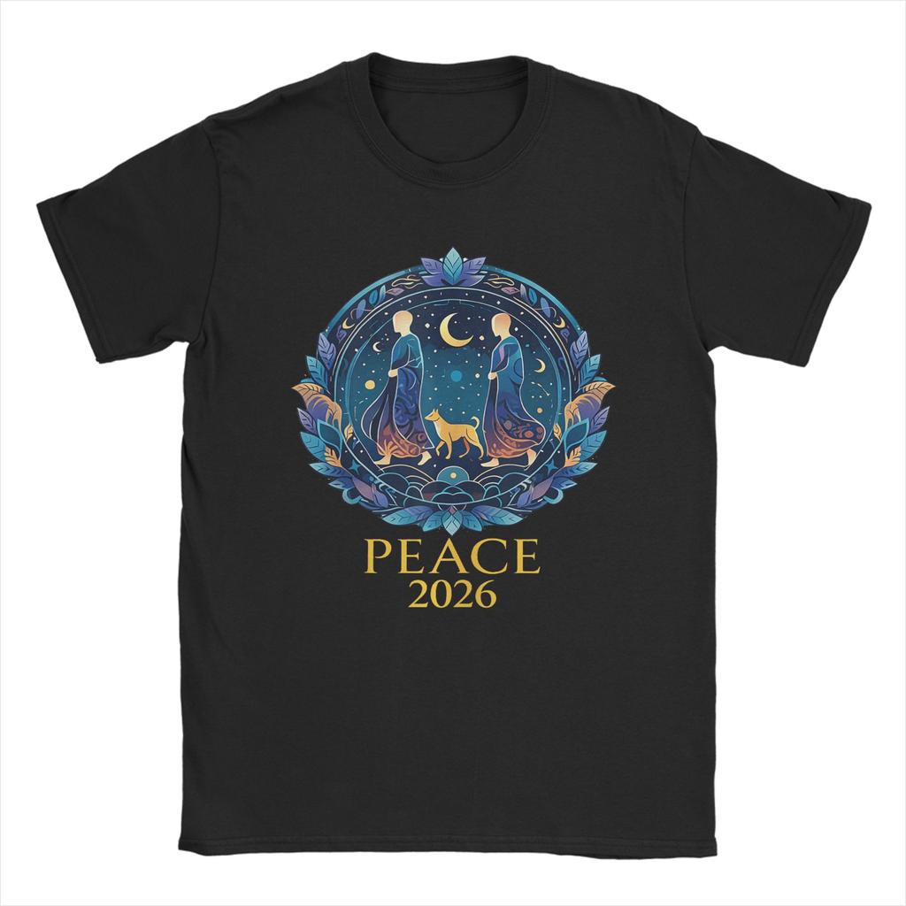 World Peace Monks Walk Peace with Aloka Dog T Shirt Summer Hip Hop TShirts Unisex Cotton Comfortable Plus Size Top Tees Gift