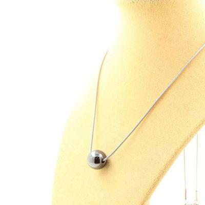 Stones and Minerals. Necklace 1 Hematite Bead 12 Mm Stainless Steel Chain.
