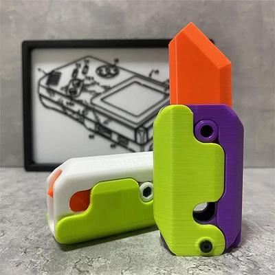 1pc 3d Printing Gravity Knife Toy Cub Jumping Small Radish Knife Fidget Toys Decompression Push Card Small Carrot Knife Unzip