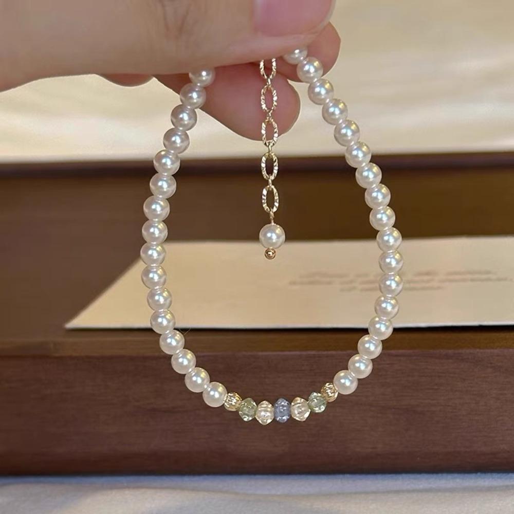 Charm Temperament Lustrous Smooth Imitation Pearl Colorful Beaded Bracelets for Women Exquisite Trendy Jewelry Accessories Gift