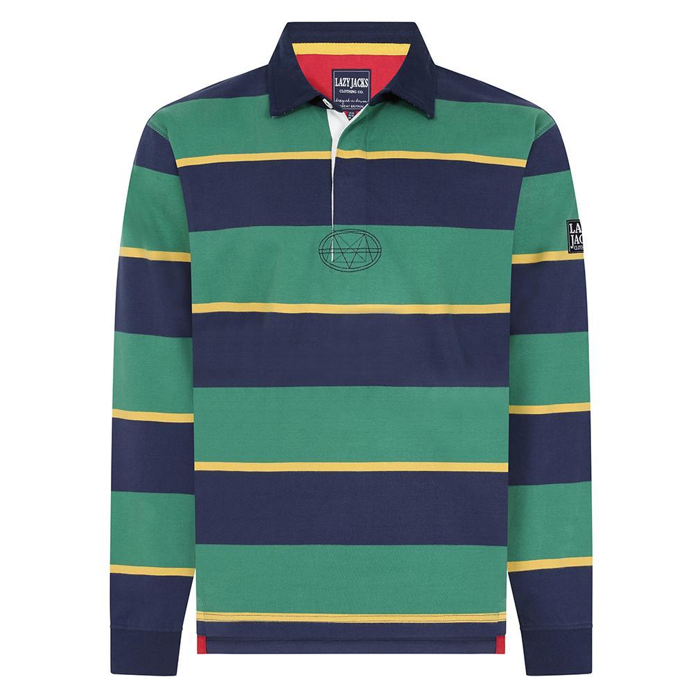 Lazy Jacks Mens Striped Long-Sleeved Rugby Polo Shirt