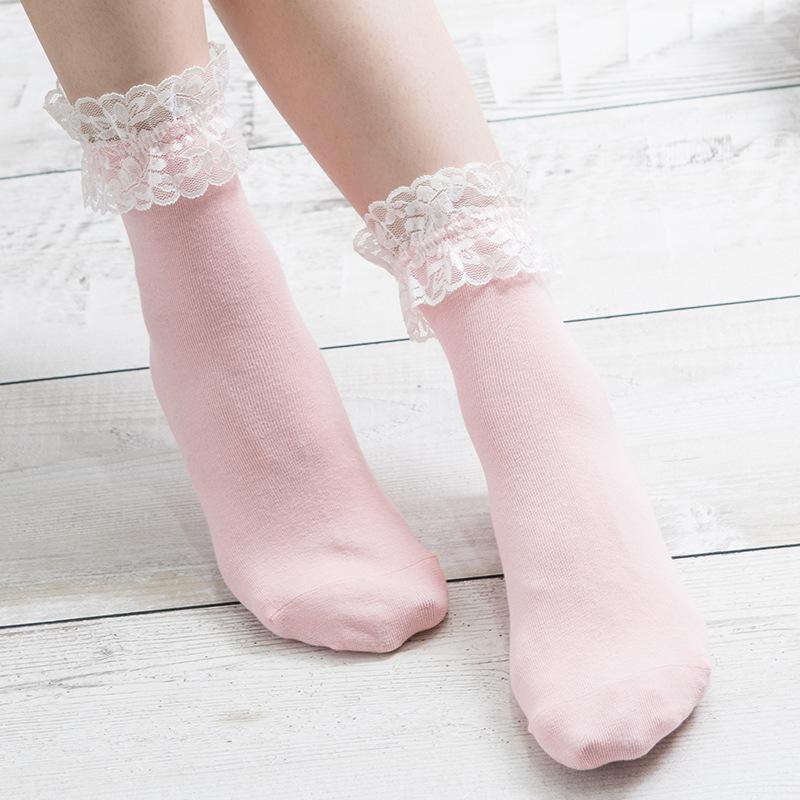 Vintage Lace Ruffle Frilly Ankle Socks  Spring New Fashion Ladies Girls Casual Sweet Solid Color Breathable Cotton Sock