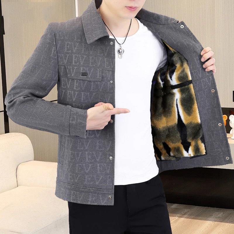 New men's thickened jacket lapel jacket casual short men's cotton clothes