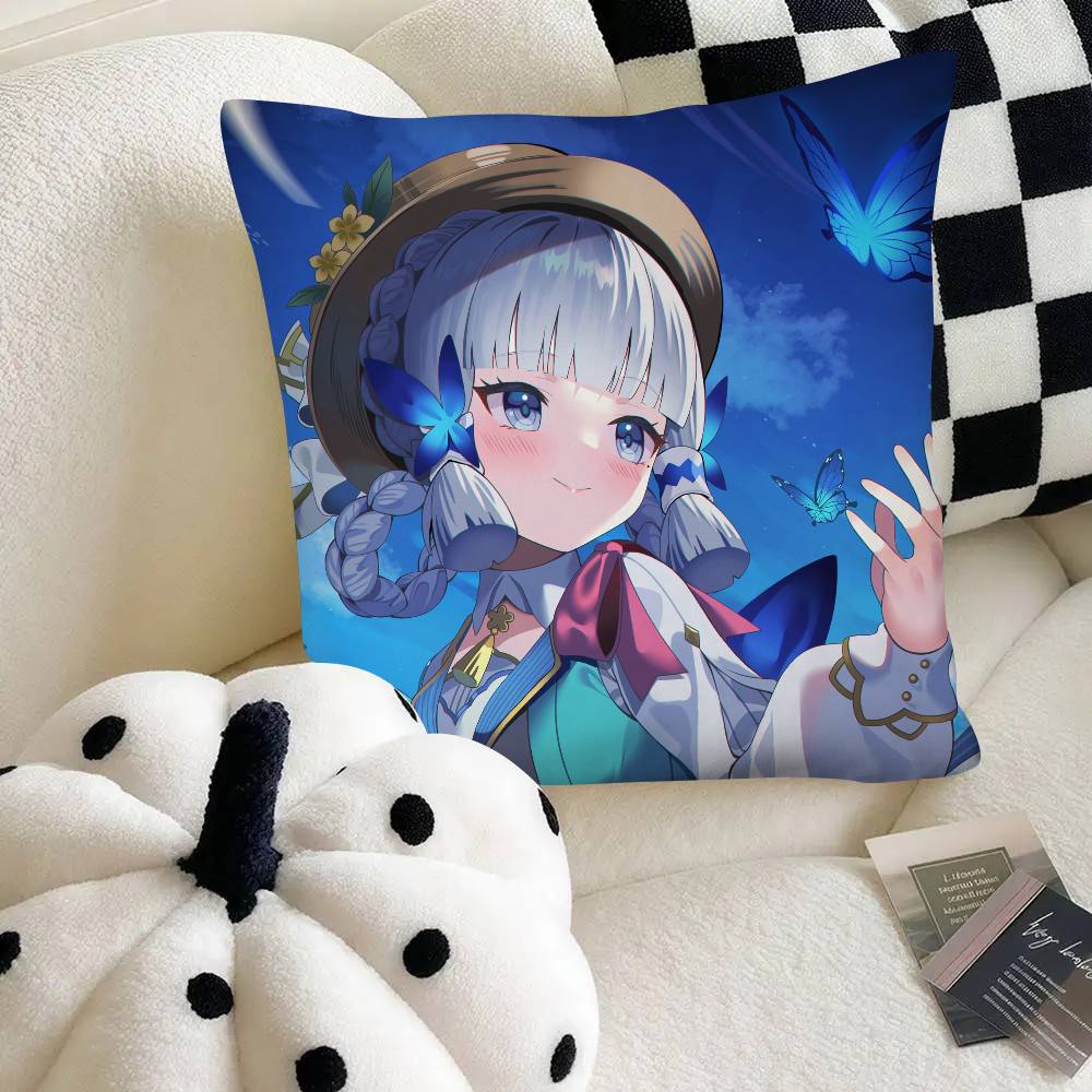 Game Anime Genshin Impact Kamisato Ayaka Pillow Case Fashion Square Pillowcase Bedroom Sofa Room Ins Decoration Leisure