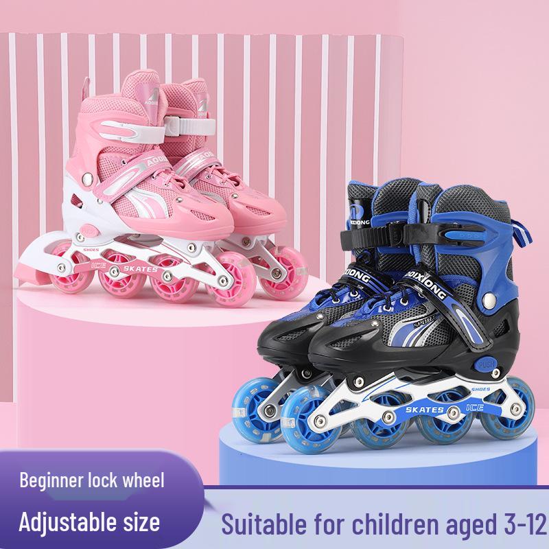 Nastavitelná sada kolečkových bruslí s blesky pro začínající děti