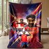 Coperta in Flanella Personalizzata con Nome Testo Lamine Yamal Logo Calcio Coperta Pile Personalizzata Regalo Speciale per Divano Camera da Letto Casa