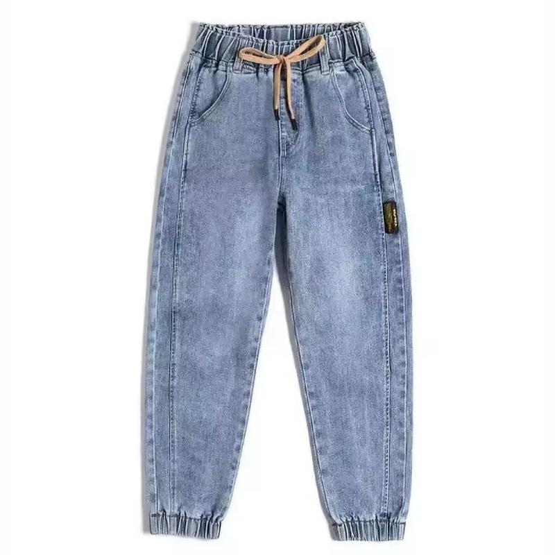 Jeans Damen Frühling Herbst Koreanische Version Hose mit hoher Taille Schlankmachend Gerades Bein Bündchen Haremshose