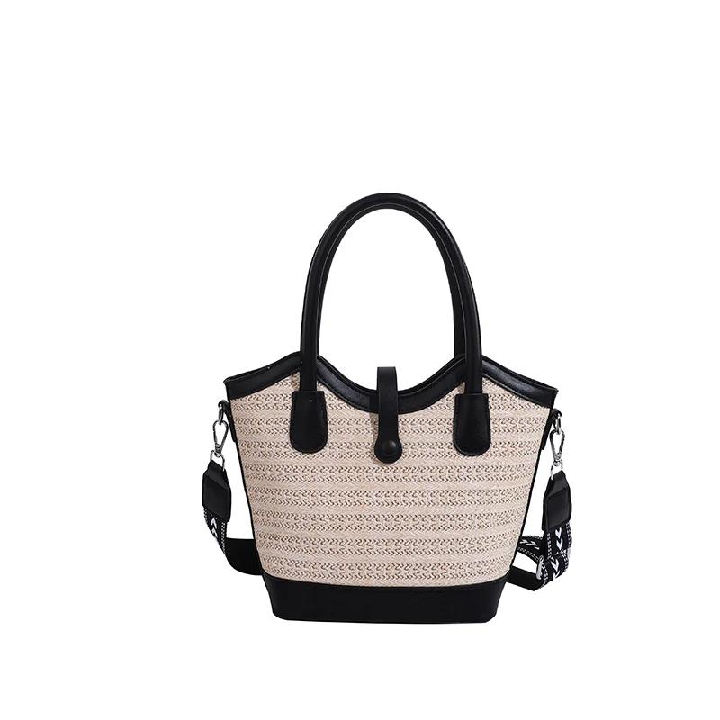 

Модные летние пляжные сумки для женщин, новые сумки на плечо из ротанга ручной работы, брендовая большая вместительная соломенная сумка, повседневная дорожная сумка