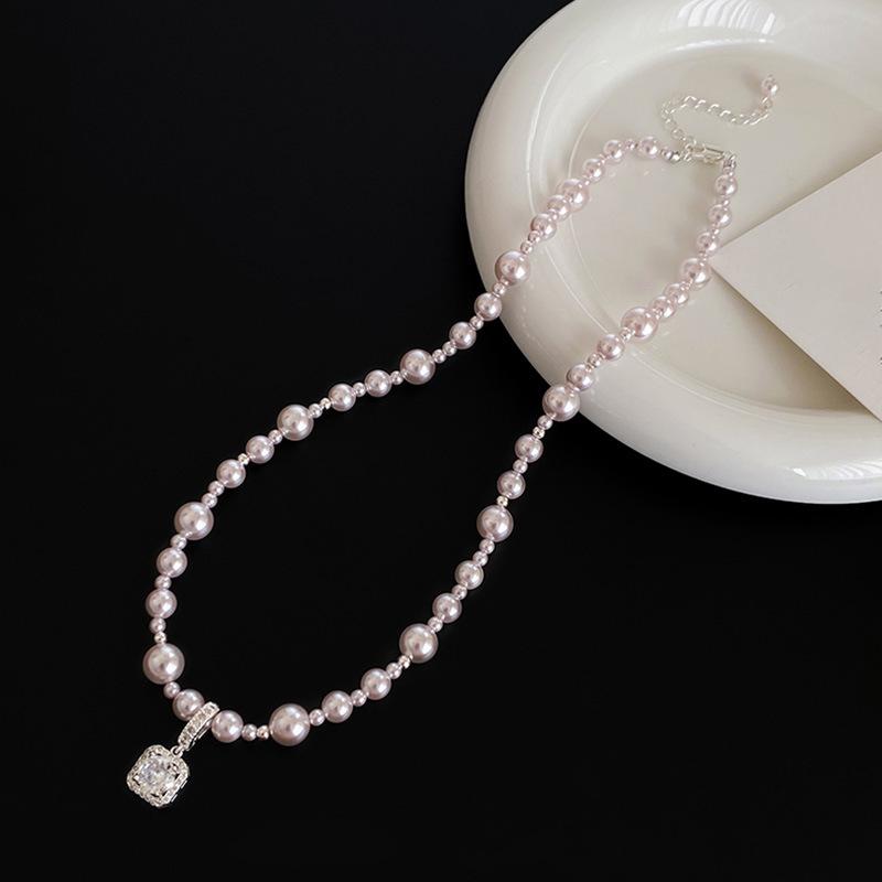 

Колье-подвеска из розового манта, жемчужного циркона, модная, легкая, роскошная, цепочка до ключицы, темпераментная, универсальная, высококлассная бижутерия