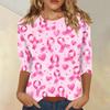 Women's Breast V-Neck Casual Three-Quarter Sleeve Printed Top