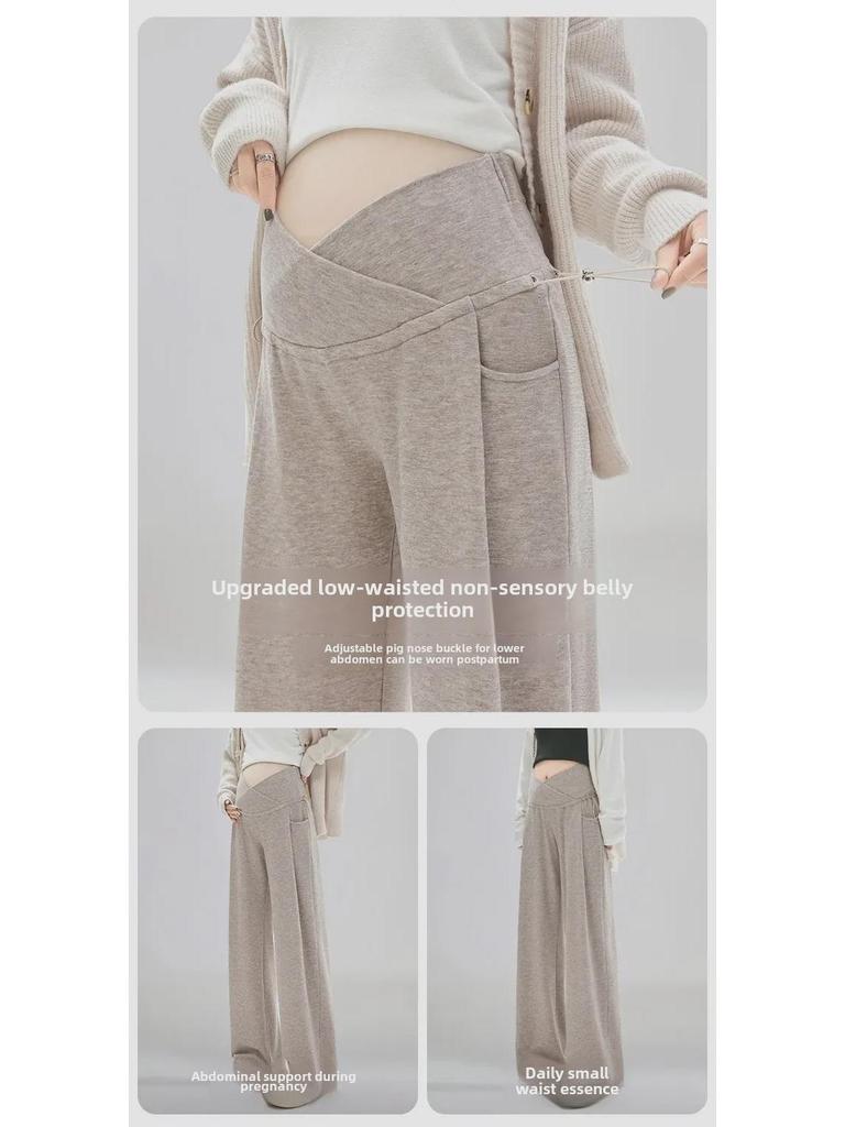 Koreanische Umstands-Weitbeinhose: Bauchstütze, Retro-Casual, Geeignet für alle Jahreszeiten