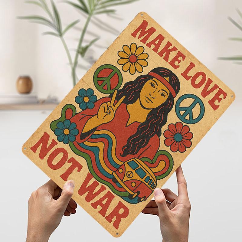 

Make Love Not War Poster Customized Wall Art Vintage Metal Signs Retro Tin Plaque for Man Cave Decoration At Home Decorations 7.9x11.8In(20x30cm)