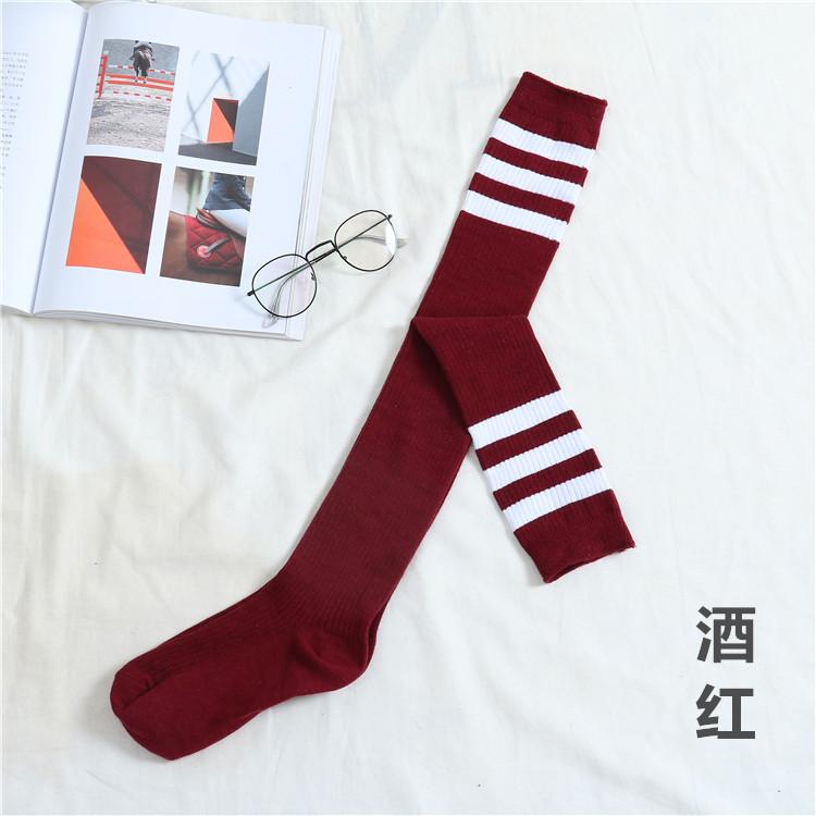 Stockings Children's cotton socks Knee high socks Three bars striped student thigh socks Japanese college style