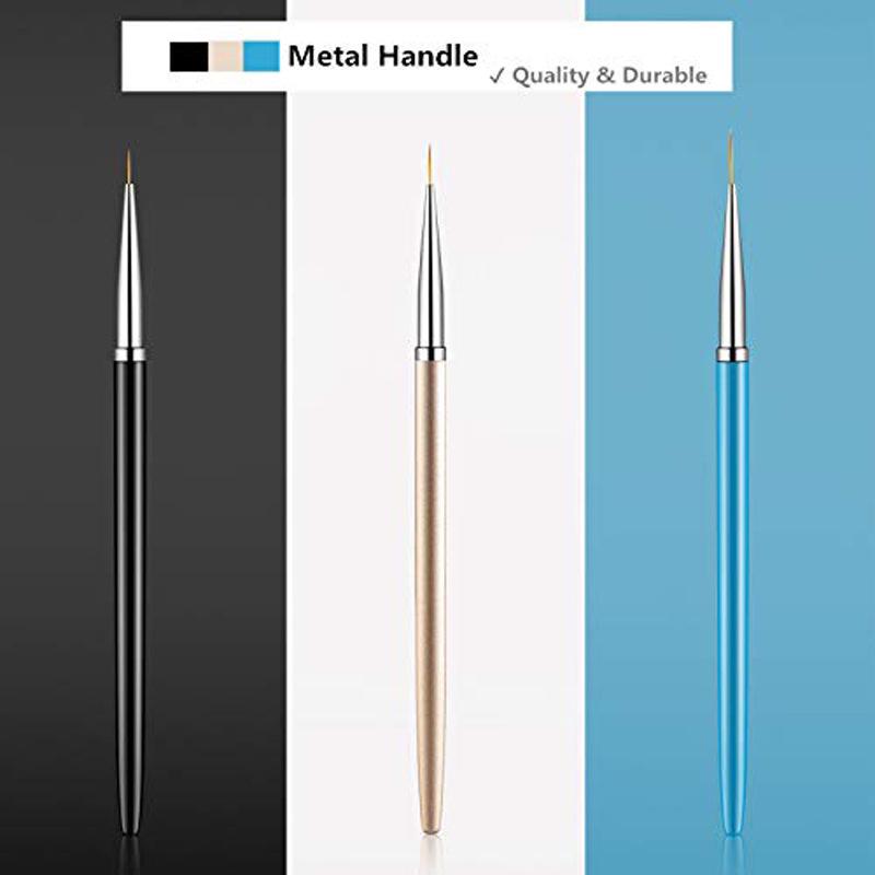 

Набор кистей для дизайна ногтей (лайнеры): Металлические стержни из 3 частей для точной росписи цветов и дизайна.