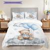 Bettwäsche-Steppdecken-Set mit Teddybär-Muster Bettdeckenbezug Kissenbezug Heimdekoration Geburtstagsgeschenk (1 Bettbezug + 2 Kissenbezüge, ohne Füllung)